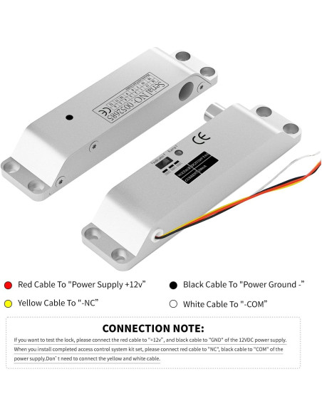 Cerradura de Perno Eléctrico NCLTHS 12V/24V Modo NC Seguridad