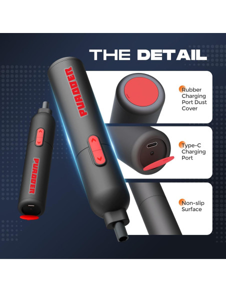 Destornillador Eléctrico Inalámbrico PUAODER 3.6V 20 Piezas