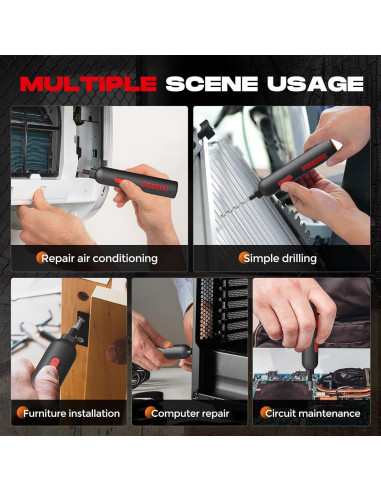 Destornillador Eléctrico Inalámbrico PUAODER 3.6V 20 Piezas
