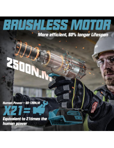 Llave de impacto inalámbrica 3/4" XunDong 2500N.m 4 velocidades 2