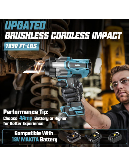 Llave de impacto inalámbrica 3/4" XunDong 2500N.m 4 velocidades