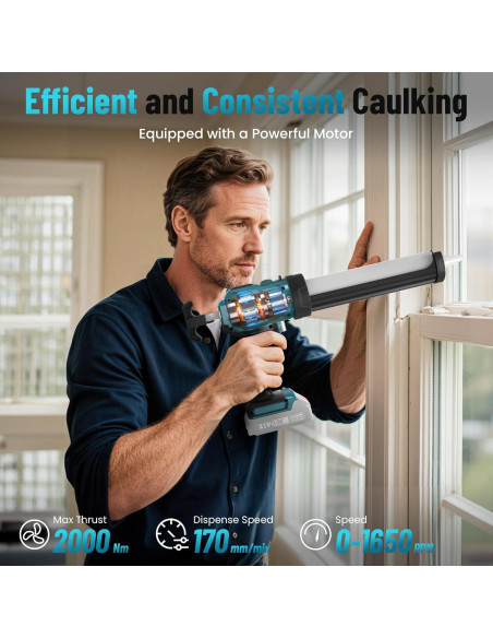 Pistola de Calafateo Eléctrica Uaoaii 10 oz Inalámbrica 21V