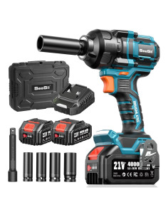 Llave de impacto inalámbrica Seesii 21V 1200Nm 2900IPM con 4 sockets