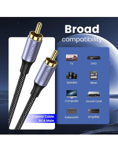 Cable Coaxial RCA Digital MOSWAG 1M, Audio HiFi, 24K Oro 2
