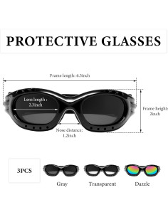 Gafas de Motocicleta MTRPS 3 PCS Antivaho UV A Prueba de Viento 2