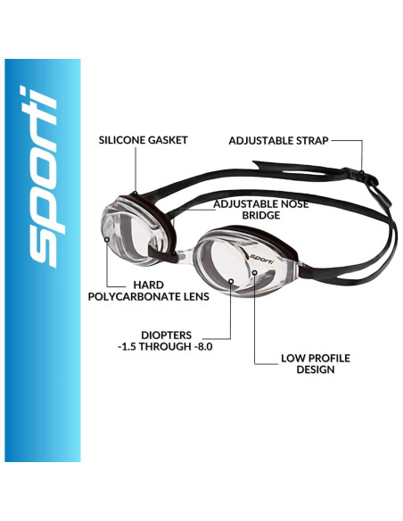 Gafas de Natación Antivaho Sporti -1.5D a -8.0D Unisex