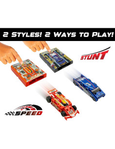 Coche de Carreras de Juguete Flat 2 Fast - Lanzador Azul 2