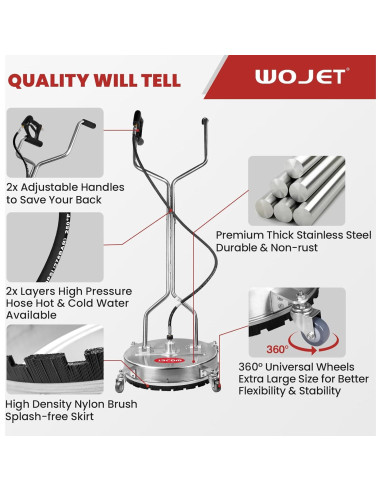 Limpiador de Superficies WOJET 20" Acero Inoxidable 4500 PSI