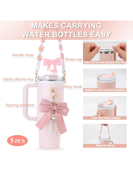 Juego de Accesorios para Stanley Cup PEGYOU - 5 Piezas Rosa