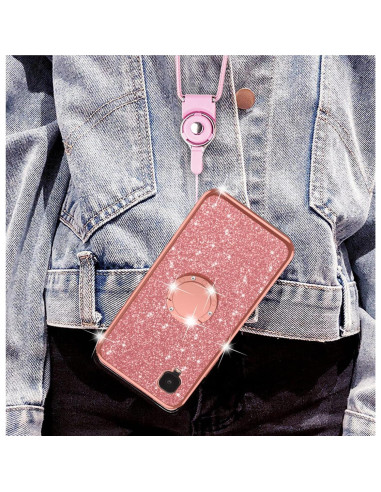 Funda TCL A3 A509DL Oro Rosa Brillante con Soporte y Correa