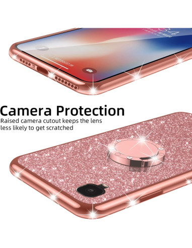 Funda TCL A3 A509DL Oro Rosa Brillante con Soporte y Correa