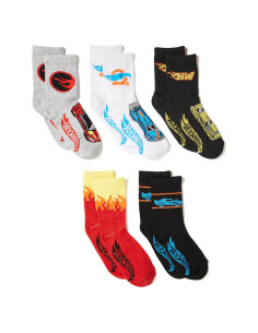 Paquete de 5 calcetines Crew Hot Wheels para niños 6-8.5