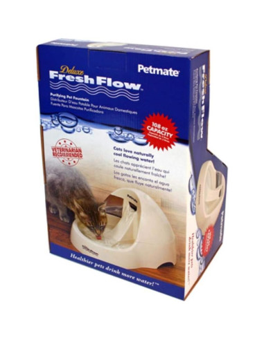 Fuente de Agua Fresh Flow Deluxe Petmate 1.42 L Lino Blanqueado