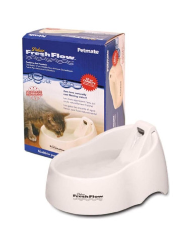 Fuente de Agua Fresh Flow Deluxe Petmate 1.42 L Lino Blanqueado