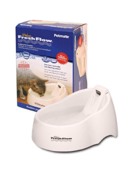 Fuente de Agua Fresh Flow Deluxe Petmate 1.42 L Lino Blanqueado