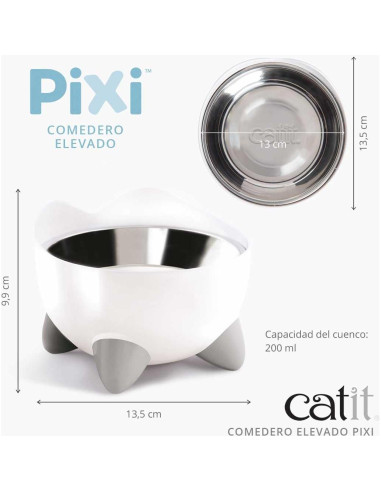 Plato Elevado para Gatos Catit PIXI Acero Inoxidable 14cm