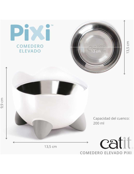 Plato Elevado para Gatos Catit PIXI Acero Inoxidable 14cm