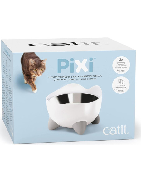 Plato Elevado para Gatos Catit PIXI Acero Inoxidable 14cm