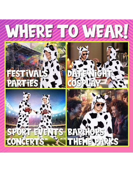 Mono Disfraz de Animal Funziez! para Adultos - Vaca Mediana