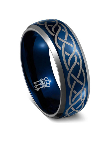 Anillo de Boda Tungsteno 6mm Azul Tres Claves Joyería