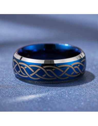 Anillo de Boda Tungsteno 6mm Azul Tres Claves Joyería