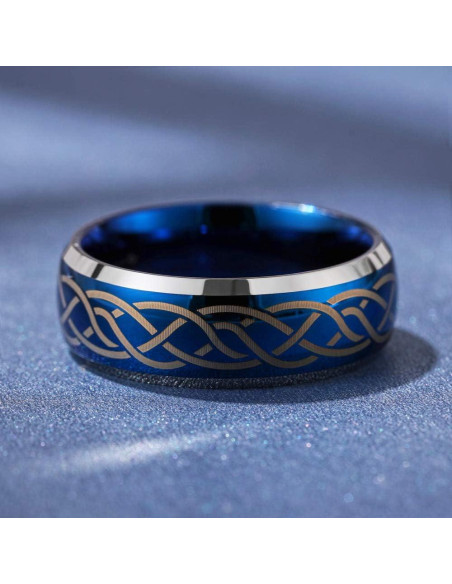 Anillo de Boda Tungsteno 6mm Azul Tres Claves Joyería