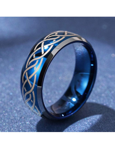 Anillo de Boda Tungsteno 6mm Azul Tres Claves Joyería