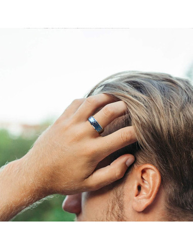 Anillo de Boda Tungsteno 6mm Azul Tres Claves Joyería