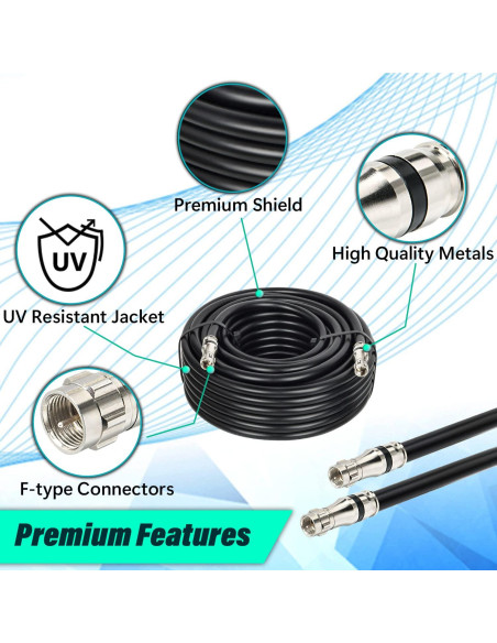 Cable Coaxial RG11 15.24m MOOKEERF 14AWG 75ohm Tipo F Cable Coaxial RG11 15.24m MOOKEERF 14AWG 75ohm Tipo F