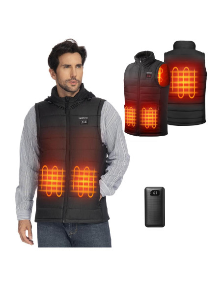 Chaleco Térmico KEMIMOTO Recargable para Hombres Negro