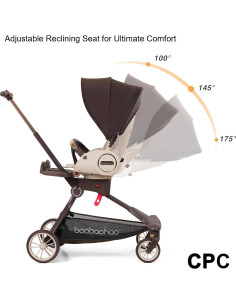 Carrito de bebé Baobaohao marrón 360 reversible plegable 2