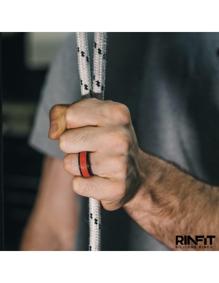 Anillo de Silicona Rinfit para Hombres 9mm Negro y Rojo