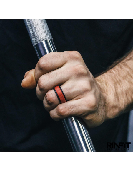 Anillo de Silicona Rinfit para Hombres 9mm Negro y Rojo