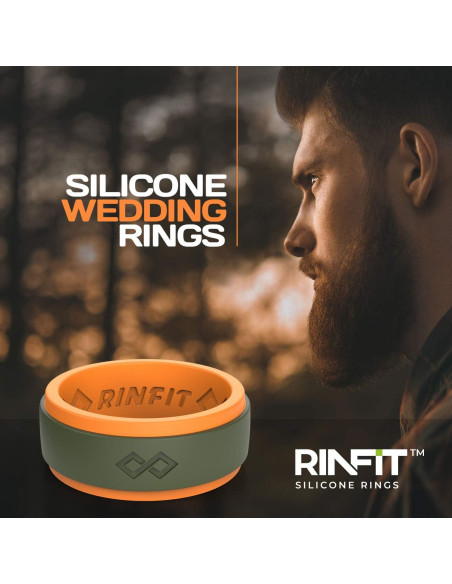 Anillo de Silicona Rinfit para Hombres 9mm Negro y Rojo