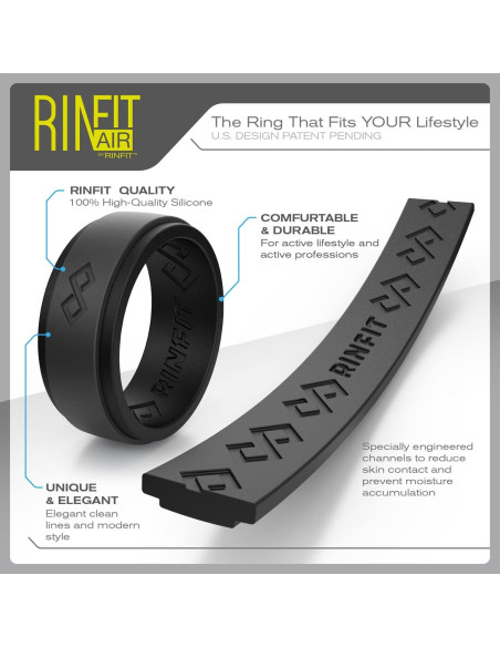 Anillo de Silicona Rinfit para Hombres 9mm Negro y Rojo