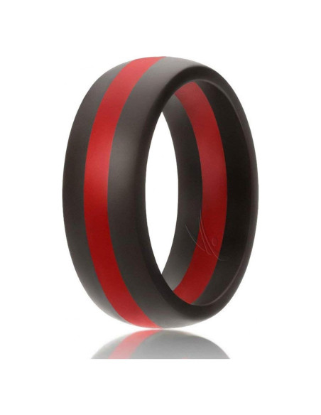 Anillo de Boda de Silicona ROQ para Hombres 8mm Negro/Rojo