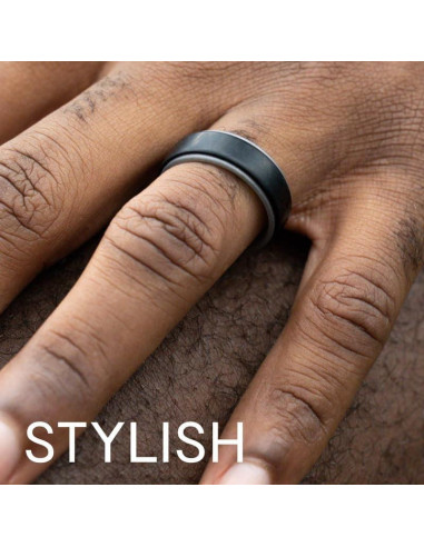 Anillo de Boda de Silicona ROQ para Hombres 8mm Negro/Rojo