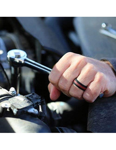 Anillo de Boda de Silicona ROQ para Hombres 8mm Negro/Rojo