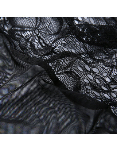 Lencería Sexy AIBINGGE Teddy Encaje Talla Grande Negro