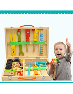 KIDWILL Kit de Herramientas de Madera 36 Piezas para Niños 2