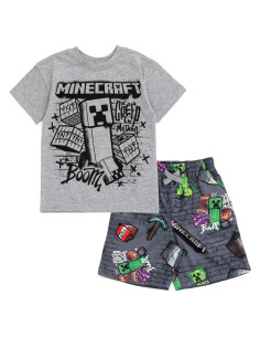 Conjunto camiseta y pantalones cortos Minecraft Creeper 7-8 años