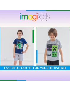 Conjunto camiseta y pantalones cortos Minecraft Creeper 7-8 años 2