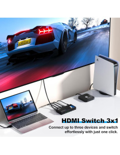 Conmutador HDMI 4K 3 Puertos JCHICI con Control Remoto 2