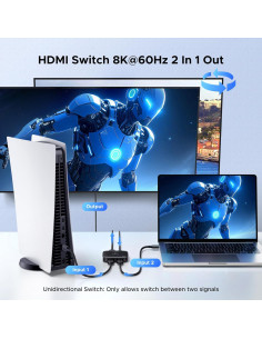 Interruptor HDMI 2.1 UGREEN 8K@60Hz 4K@240Hz 2 en 1 2