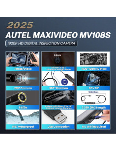 Cámara de Inspección Autel MV108S HD 1920P IP67 8.5mm 2