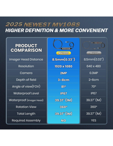 Cámara de Inspección Autel MV108S HD 1920P IP67 8.5mm