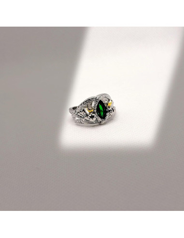 Anillo Aragorn de Plata 925 con Piedra Verde CZ para Hombres y Mujeres