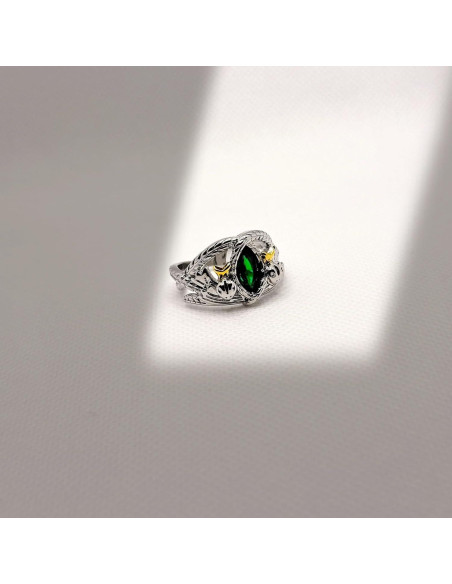 Anillo Aragorn de Plata 925 con Piedra Verde CZ para Hombres y Mujeres