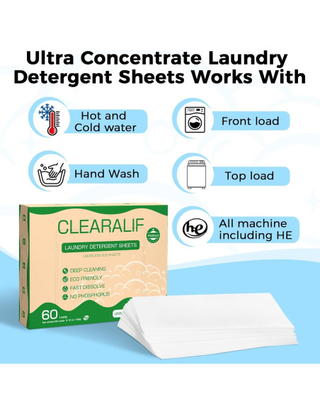 Hojas de detergente ecológico CROS VC-Fresh60, 60 cargas