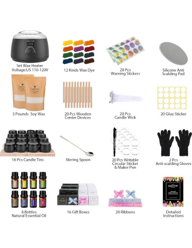 Kit de Fabricación de Velas SAEUYVB con Olla LED y Cera Soja